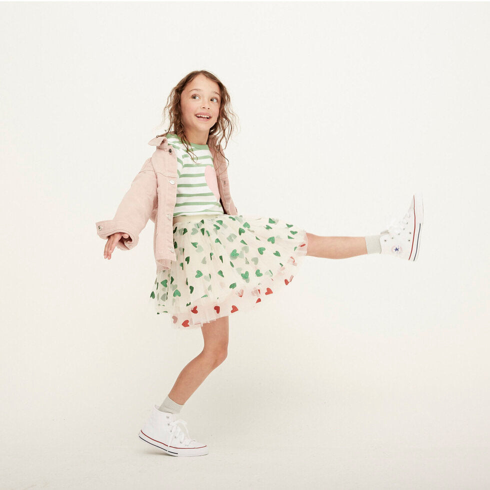 Vanilla Tutu  with Green Glitter Hearts