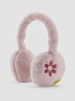 Crochet Flower Patch Faux Fur Earmuffs