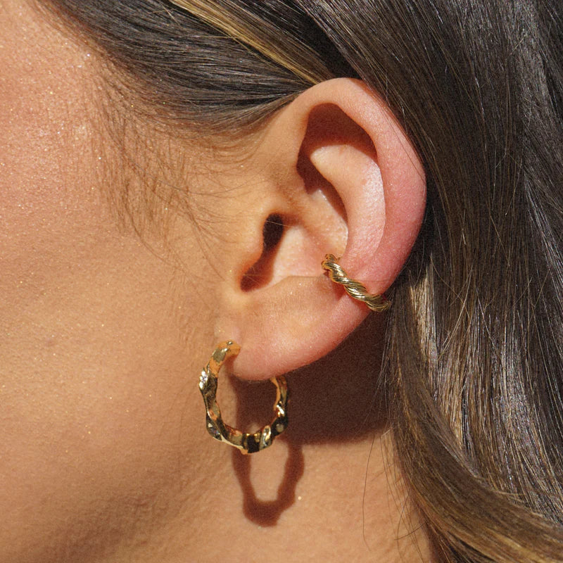 Molten Crystal Wave Hoop Earrings