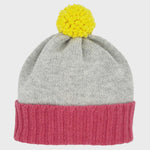 Kids' Light Grey & Pink Lambswool Bobble Hat