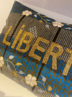 Embroidered Liberte Cushion- Navy