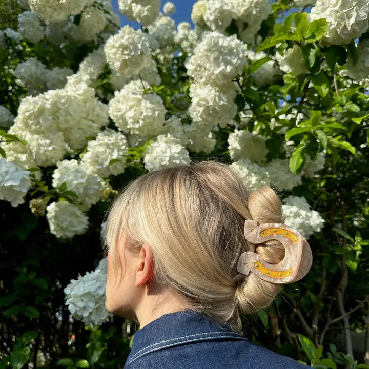 Hand-Painted Lucky Horseshoe Hair Clip