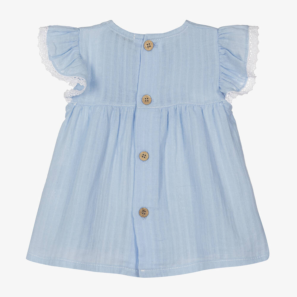 Flora Dress with Diaper Cover- Blue