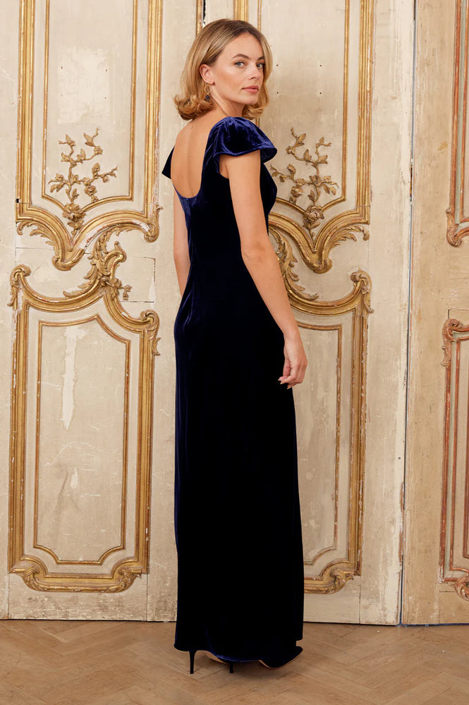 Lilah Velvet Maxi Dress- Navy