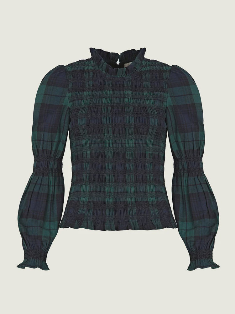 Simone Tartan Top- Green & Black