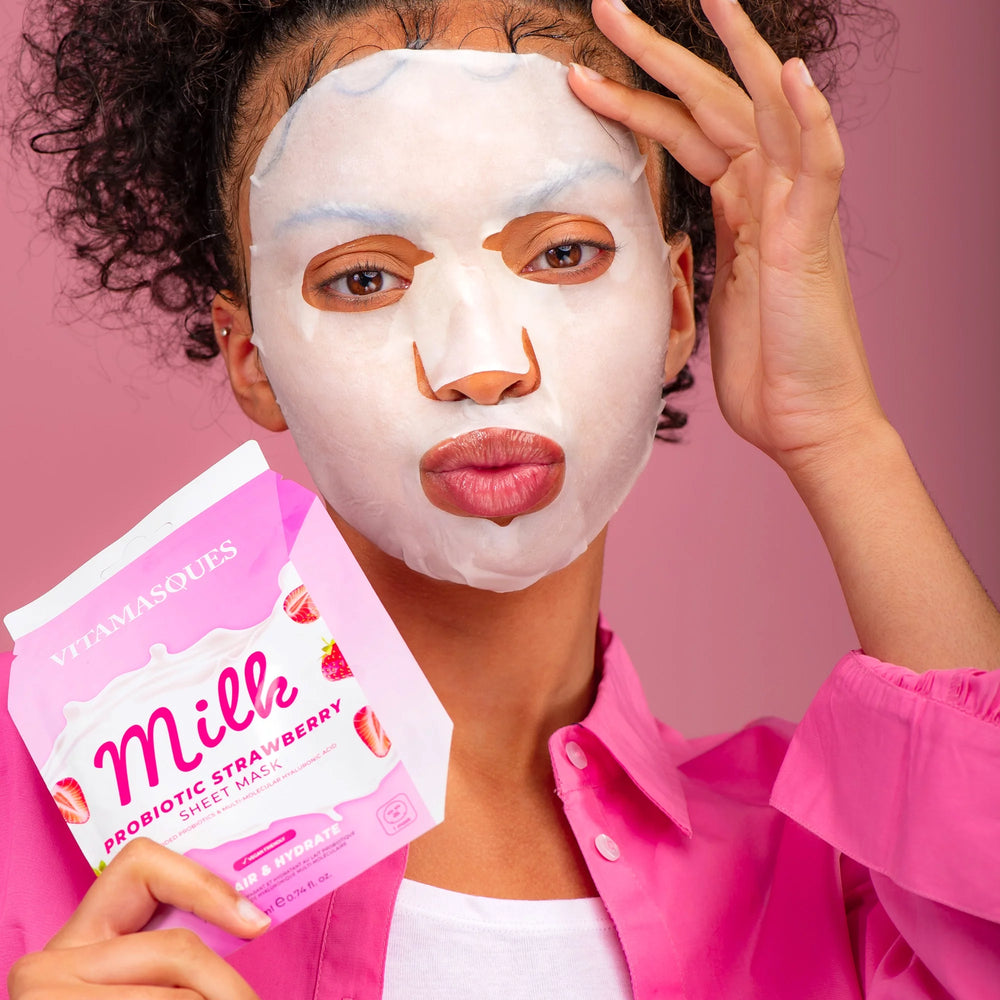 Milk Probiotic Strawberry Face Sheet Mask