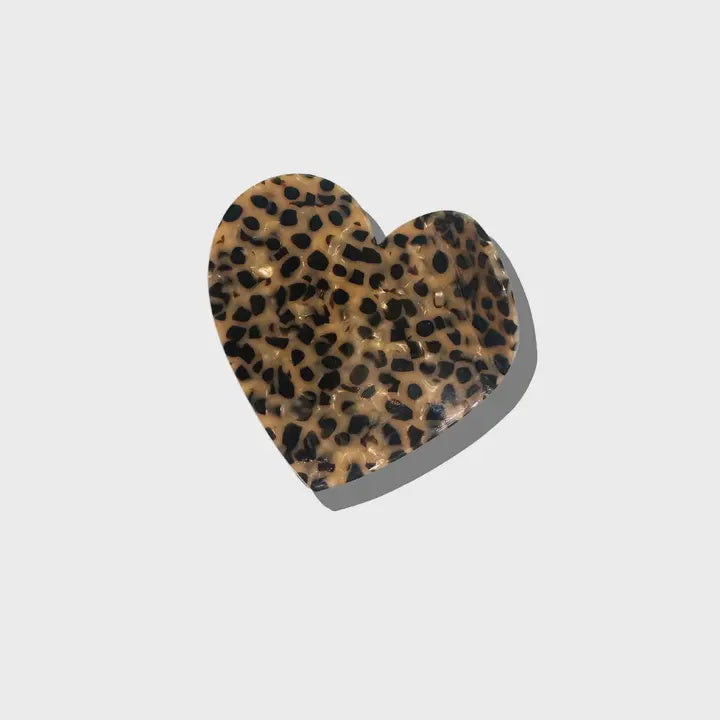 Heart Acetate Claw Hair Clip leopard print