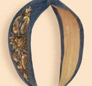 Velvet Embellished Headband - Royal Blue Heart