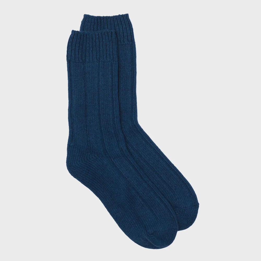 Recycled Wool Mix Ankle Sock - Navy