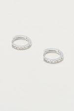 Pave Set Hoop Earrings With White silver