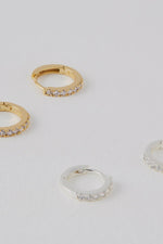 Pave Set Hoop Earrings With White silver