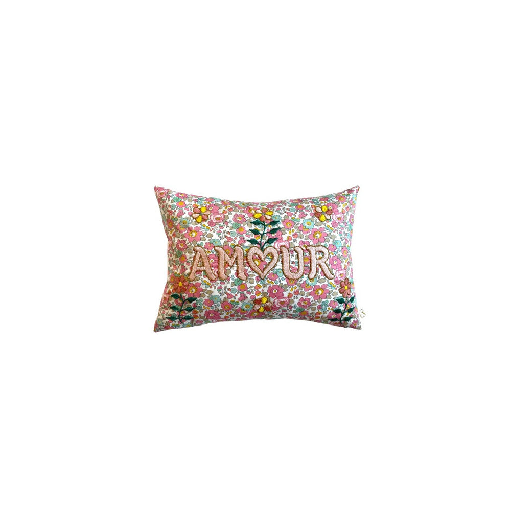 Embroidered Cushion Amour- Floral Pink