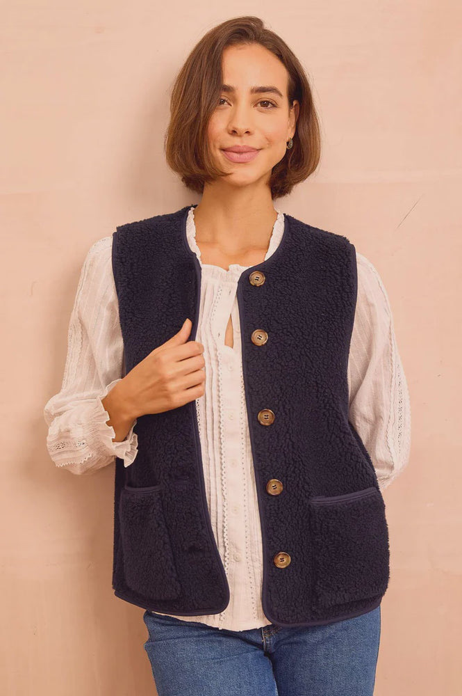 Borg Wool Blend Gilet- Navy