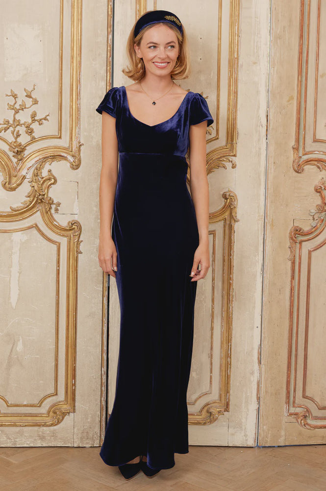 Lilah Velvet Maxi Dress- Navy