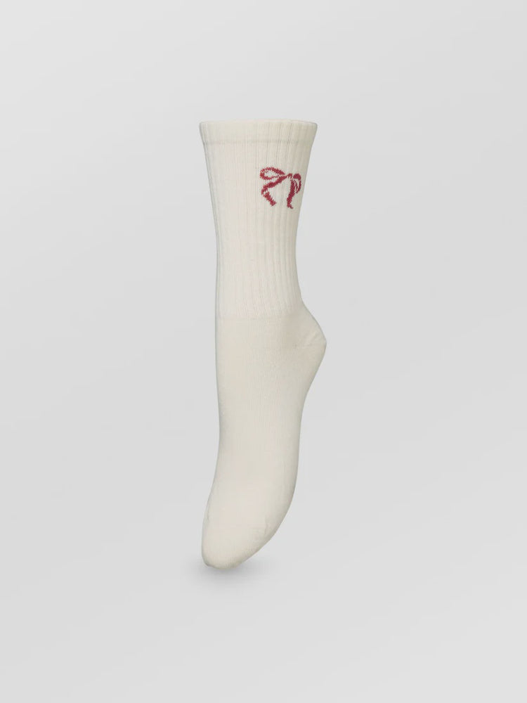 Bow Cotta Socks- Birch White