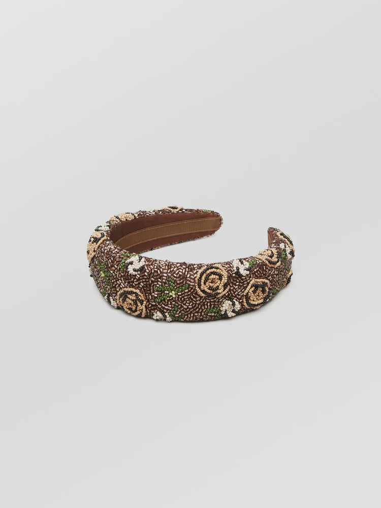 Florian Wide Beaded Hairbrace- Cinnamon Brown