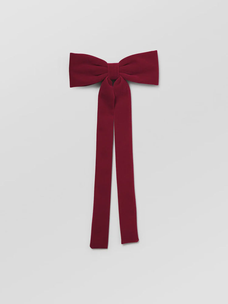 Velvet Bow Hair Clip- Savvy Red