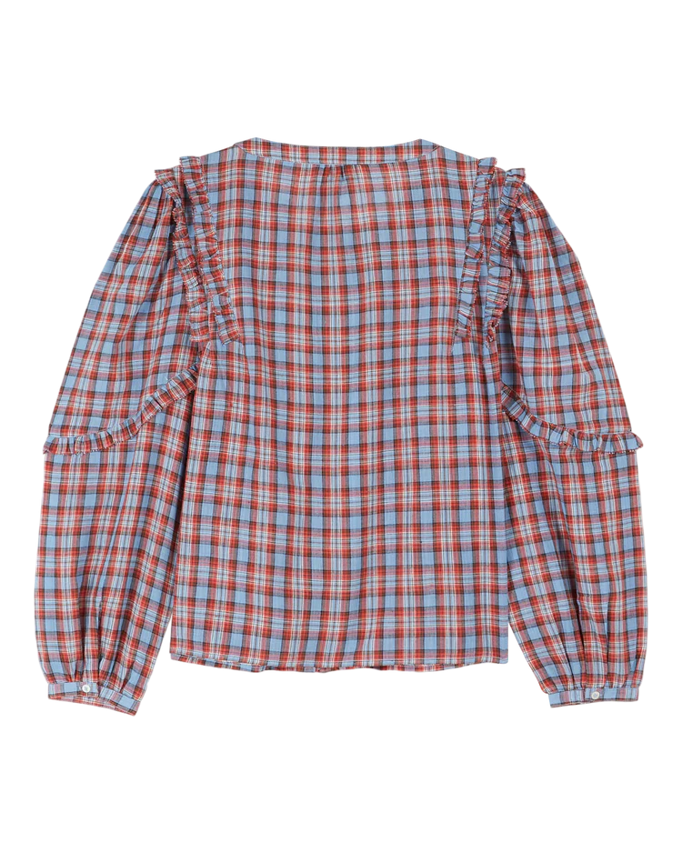 Red and Blue Khadi Tartan blouse