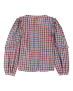 Red and Blue Khadi Tartan blouse