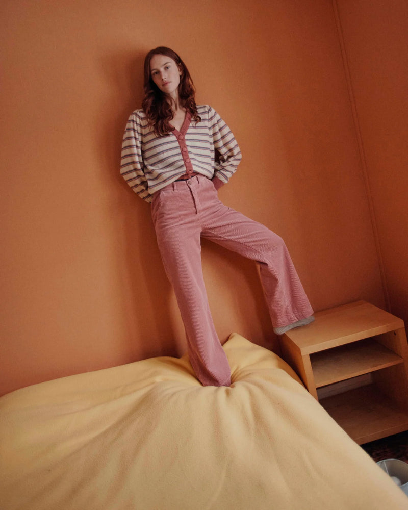 Wide velvet blush trousers