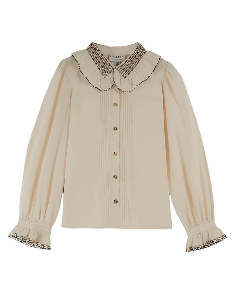 Chemise Vintage shirt with cream embroidered collar