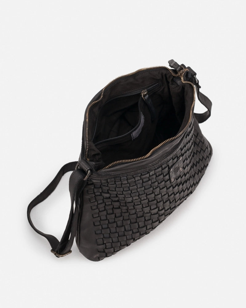 Leather cross bag BIBA Kansas - Black