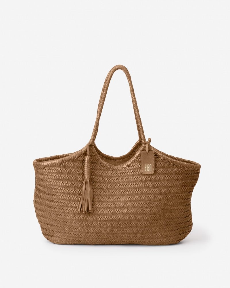 Leather shoulder bag BIBA Perkins - Camel