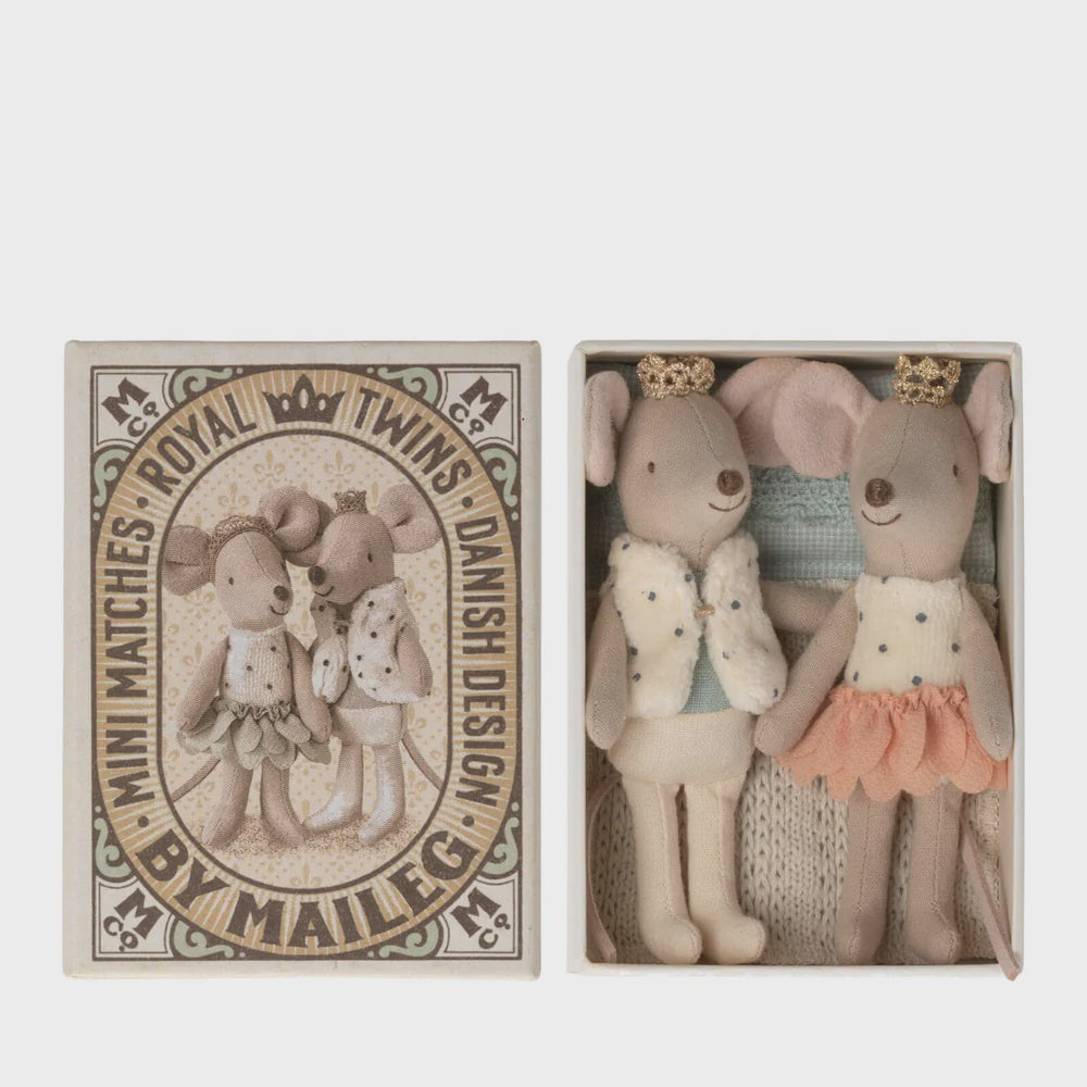 Royal Twins Mice Little Sister and Brother In Matchbox