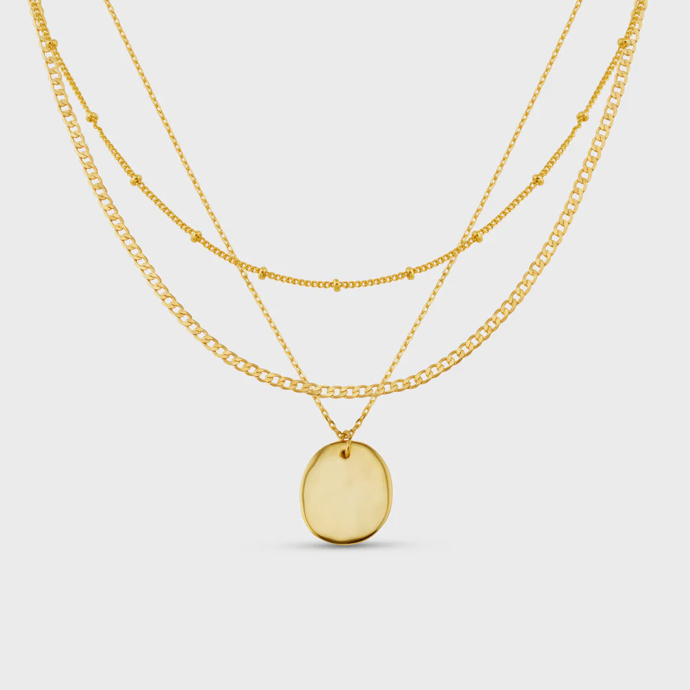 Polished Molten Coin 3-Row Necklace