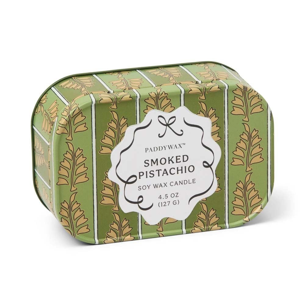 Cherie Printed Tin Candle - Green & Khaki - Smoked Pistachio