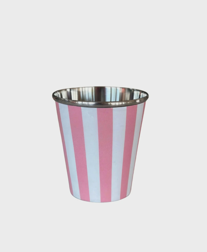 Pink Stainless Steel Striped Tumbler