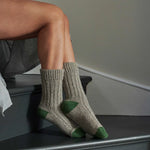 Unisex Grey & Green Recycled Silk Blend Chunky Socks