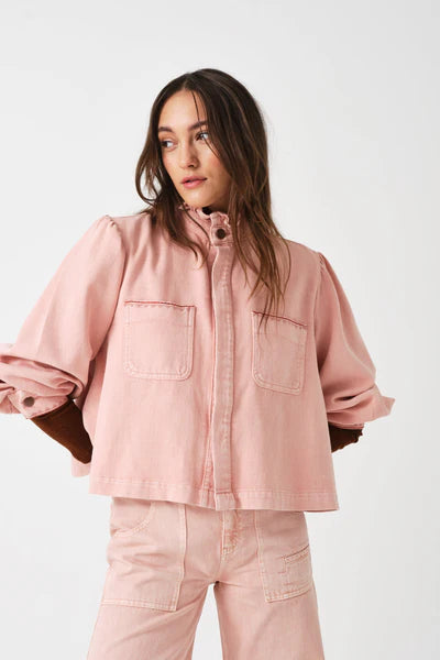 Ziggy Cropped Jacket in Peony Pink