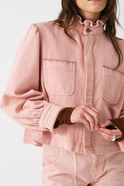 Ziggy Cropped Jacket in Peony Pink