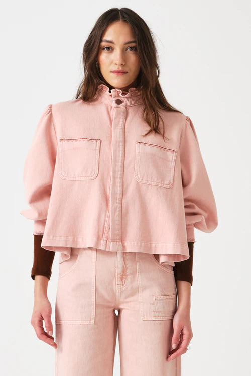 Ziggy Cropped Jacket in Peony Pink