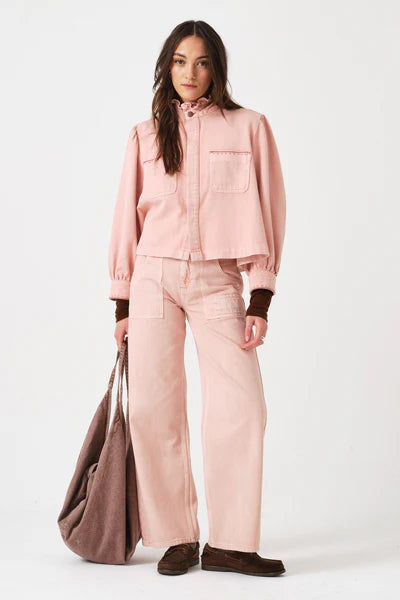 Ziggy Cropped Jacket in Peony Pink