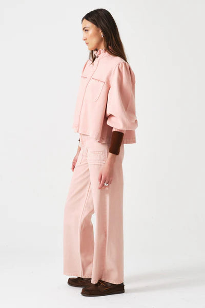 Ziggy Cropped Jacket in Peony Pink