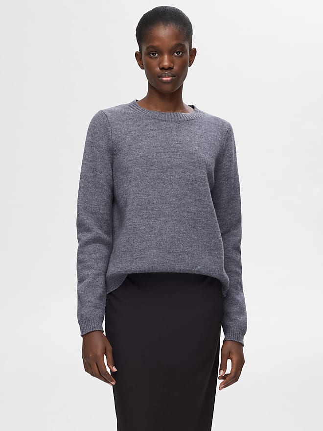 Ana Knit Jumper- Medium Grey Melagne