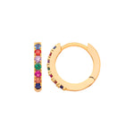 Ruby Red Pave Hoop Gold Plated Earrings