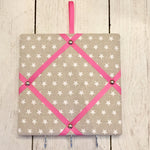 Mini White Star Pin Boards with Pink Ribbon and Hooks