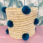 Medium Pom Pom Basket: Teal