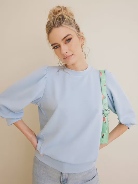 Tenny 3/4 Sweat Top- Cashmere Blue