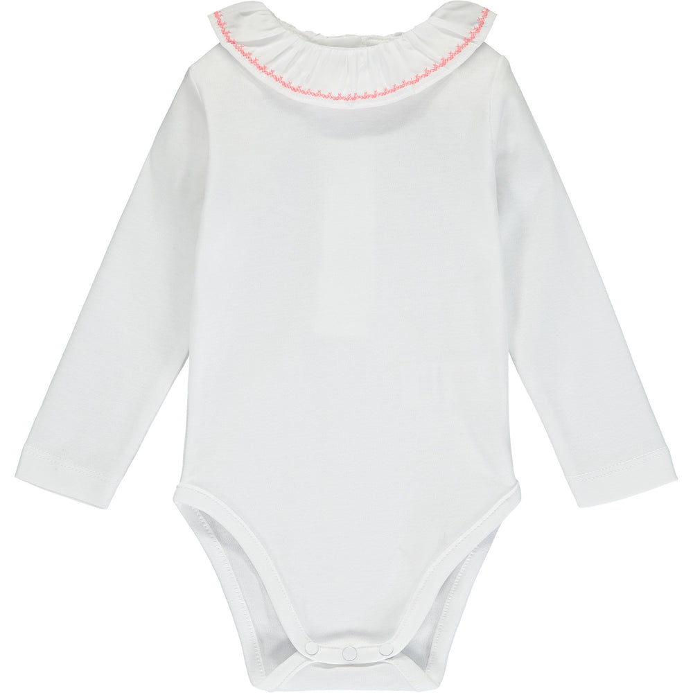 Embroidered Frill Collar Bodysuit