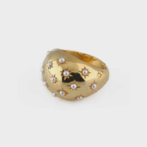 Scattered Pearl Domed Ring