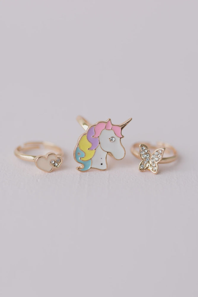 Boutique Butterfly & Unicorn Ring 3 pcs
