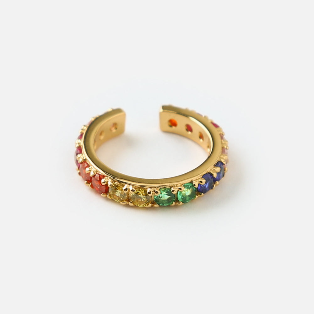 Pave Rainbow Single Ear Cuff