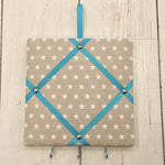 Mini White Star Pin Board with Blue Ribbon and Hooks