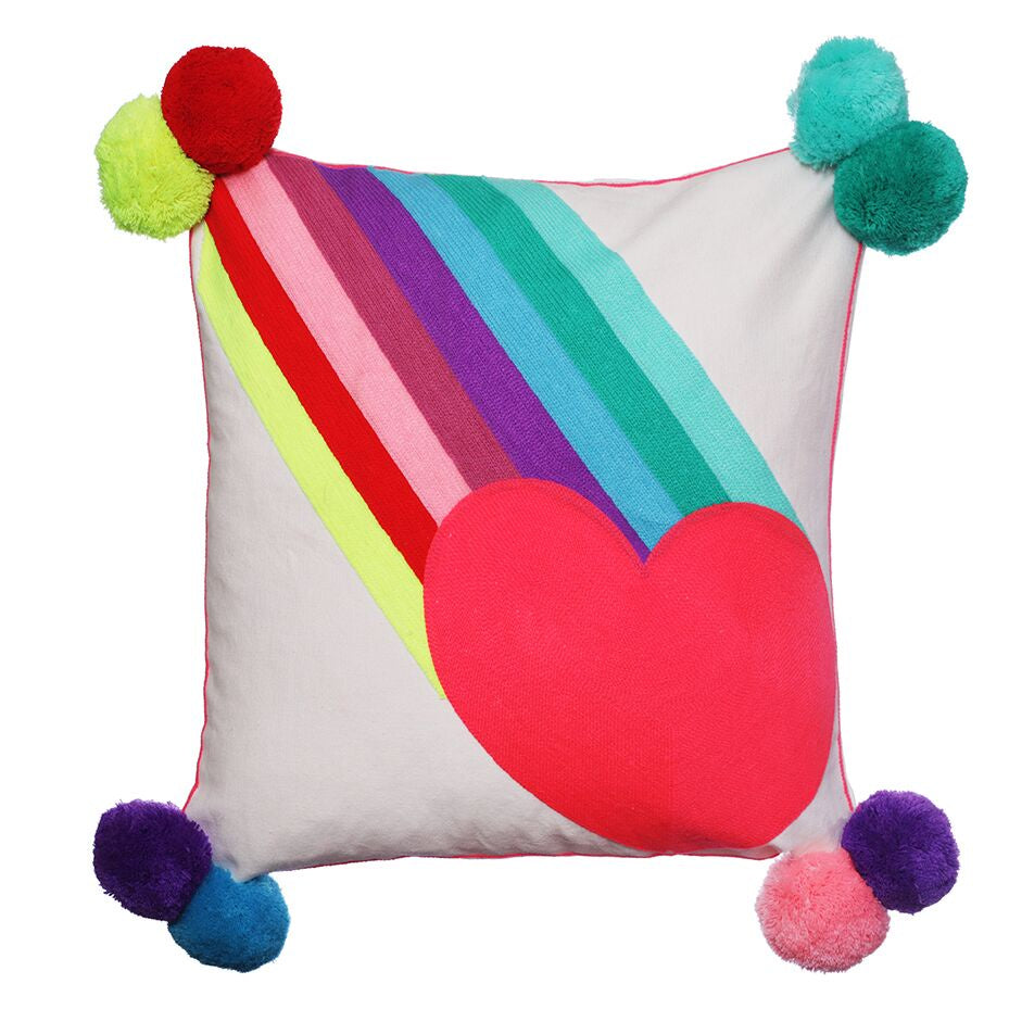 Rainbow Burst Heart Cushion