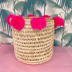 Large Tassel Pom Basket: Neon Pink