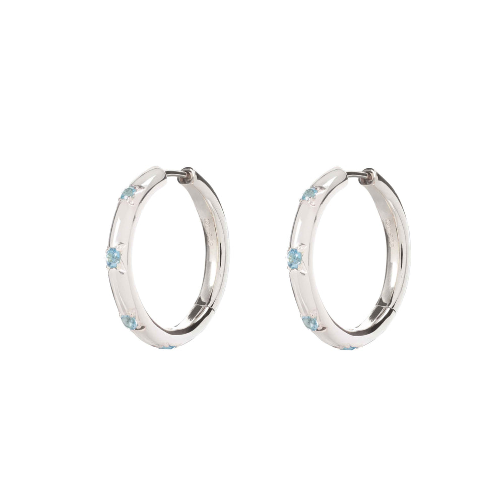 Silver Large Blue Topaz Cosma Hoops